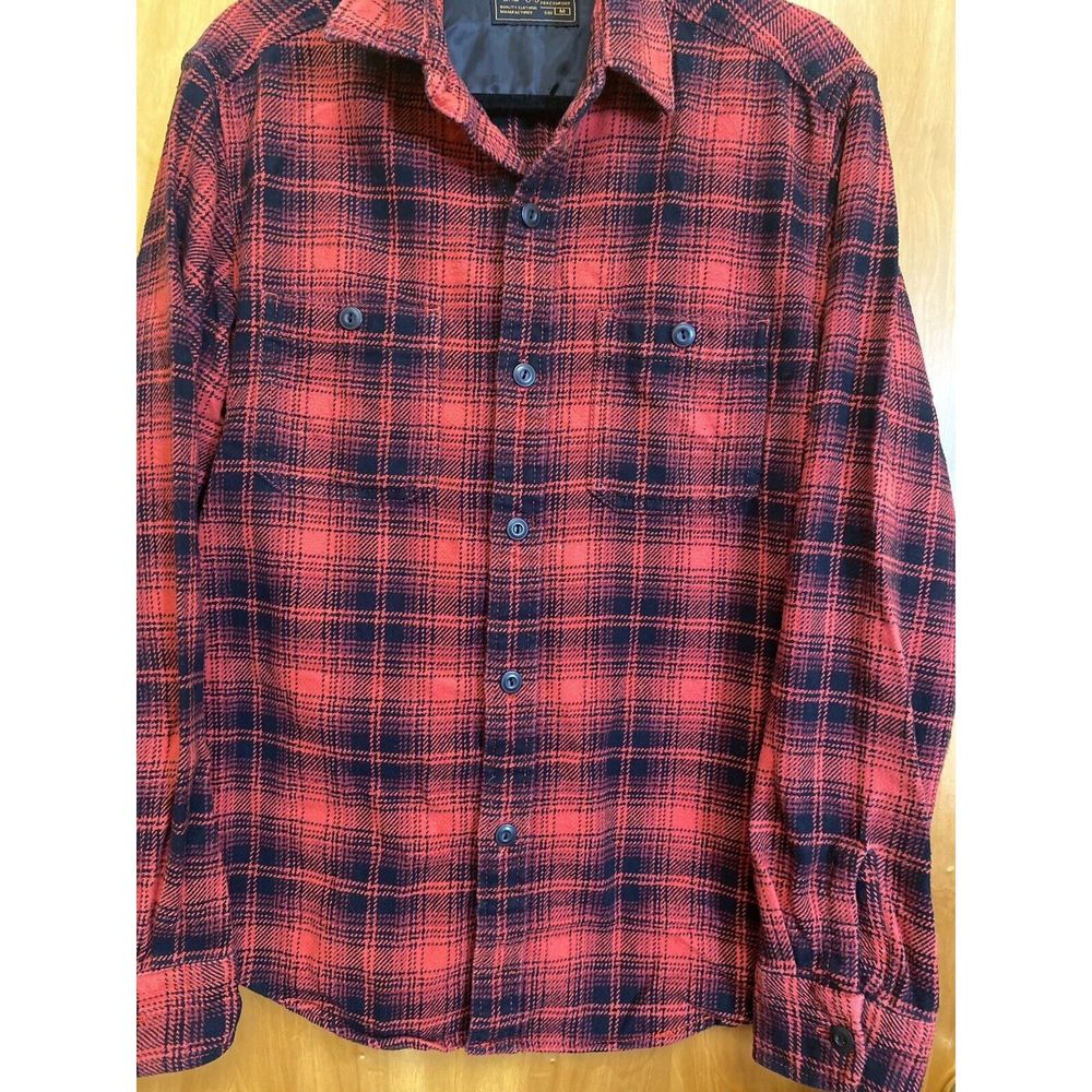 Authentic Flannel Men’s Long Sleeve Shirt Size M Red & Black 100% Cotton - Picture 6 of 10